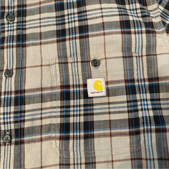 Carhartt Rugged Flex Flannel Shirt Men’s XL Relaxed Fit Blue Gray Plaid - Picture 3 of 14